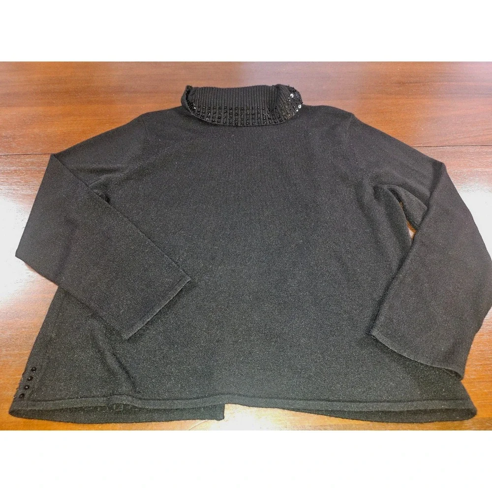 Norton Cardigan Built in Sweater Sequin Women Size XL Black‎ New With Tags - Picture 3 of 8